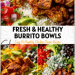 Colorful Chicken Avocado Burrito Bowl with rice, beans, lettuce, and Chipotle-inspired toppings 26